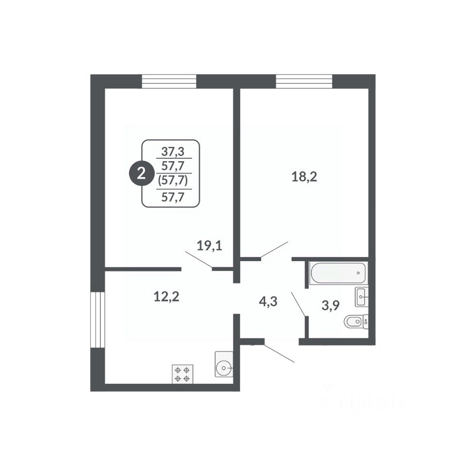 планировка квартиры 58 м2